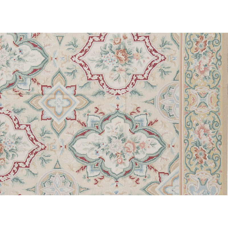 Tapis ivoire et beige noué à la main de haute qualité
