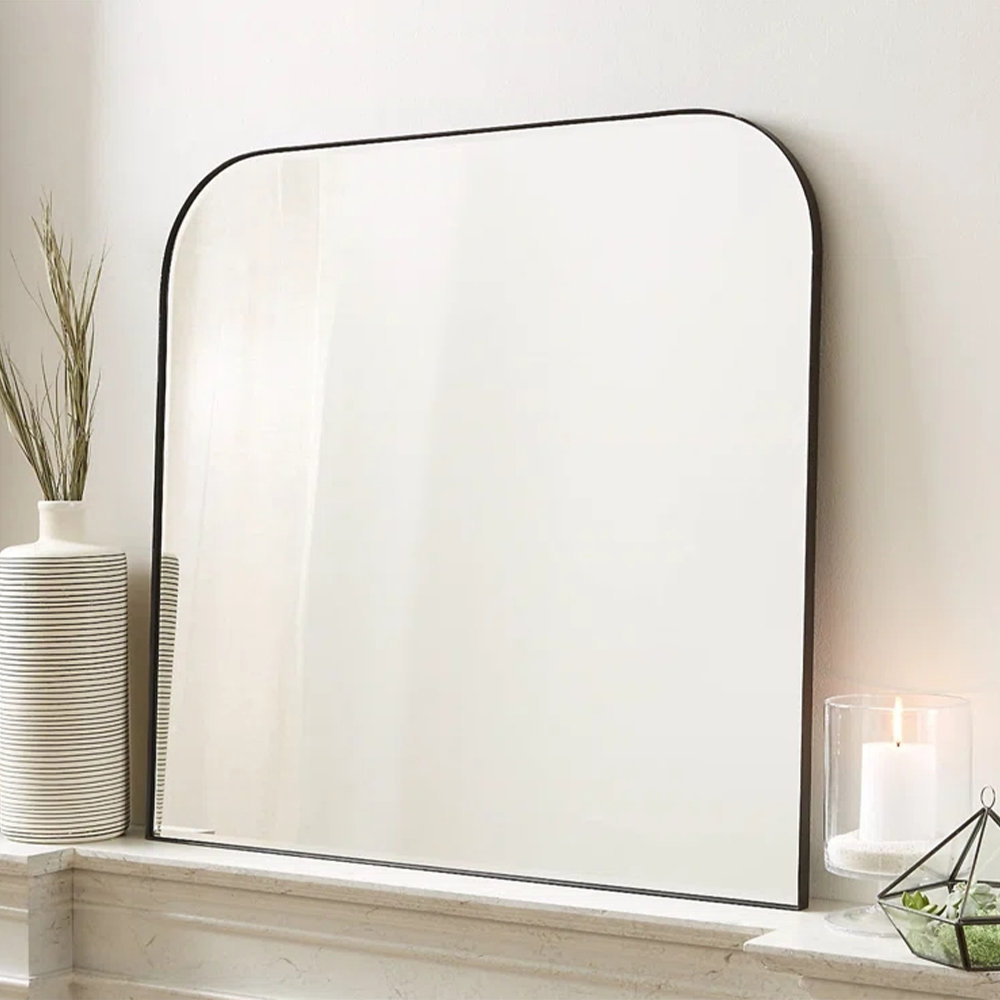 17 Stories Kuddusi Metal Framed Wall Mounted Bathroom Mirror in Black ...