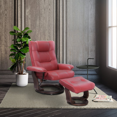  Zahide Leather Recliner With Matching Ottoman