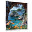 Vue de la grotte, lagon bleu, floraison, paradis, décor tropical mural côtier-1799615903-1799615888