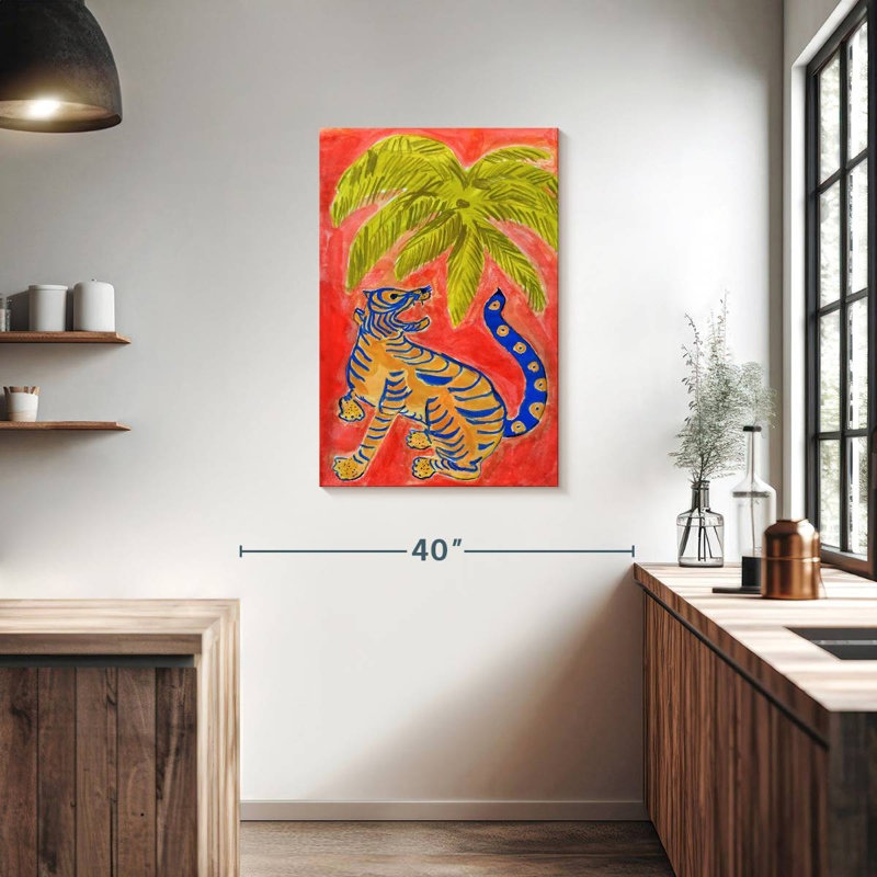 Brampt Tiger Under Palms, 36" H x 24" W