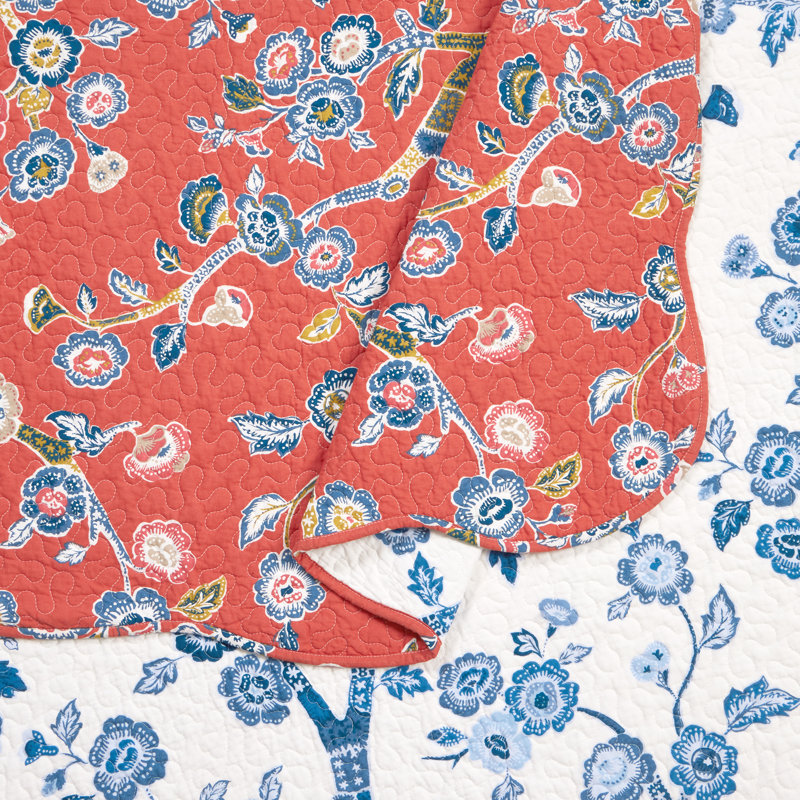 Jaipur Dreams Cotton Twill Floral Quilt, Full/Queen Quilt + 2 Standard Shams