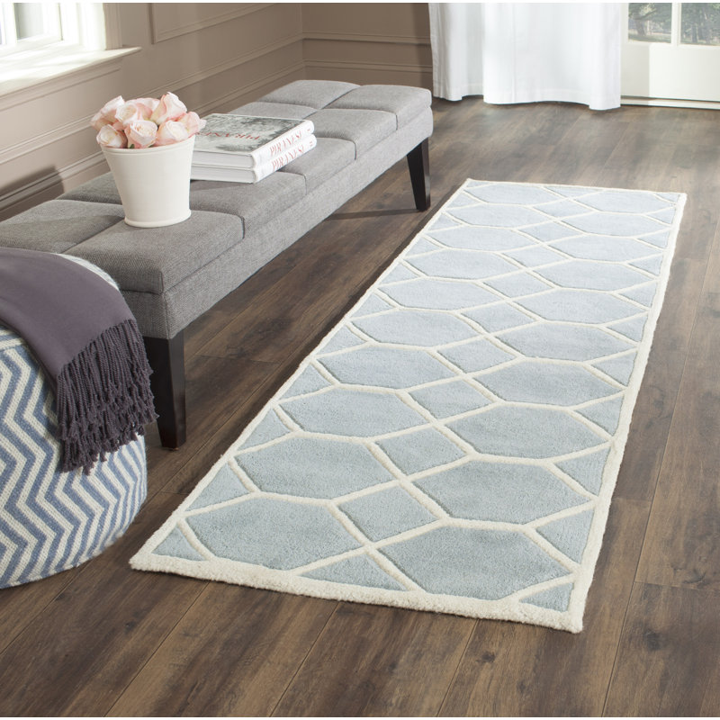Deedie Hand Tufted Wool Geometric Rug, Runner 2'3" x 7'