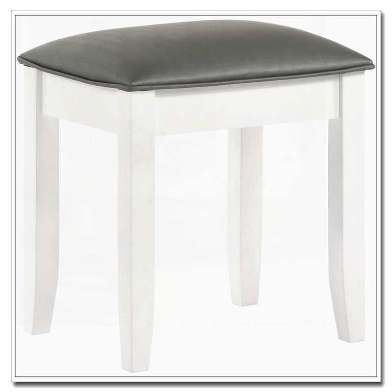 Tabouret de coiffeuse blanc brillant - siège rembourré - pieds fuselés - moderne