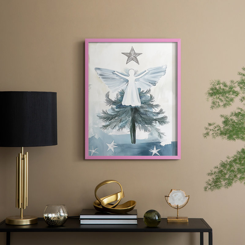 «Christmas Holiday Art CXLII», reproduction d'art encadrée - bois massif, H 11 po x l 9 po, Rose