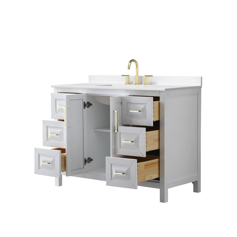 Daria 48'' W Vanity, White, Brushed Gold, Giotto Quartz