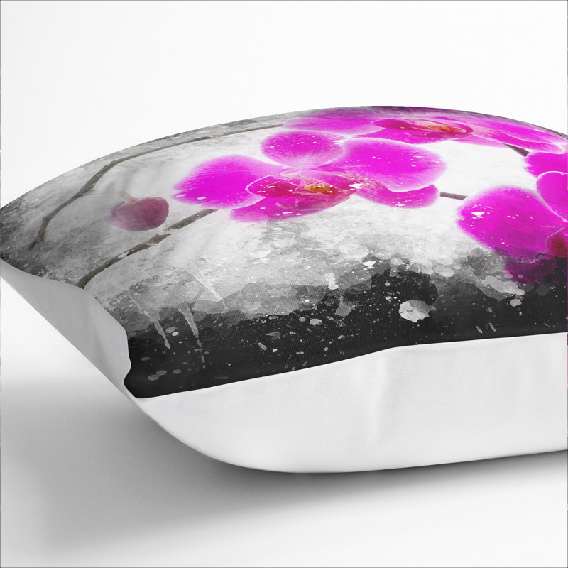 Orchid Flowers Vol.2 Square Throw Cushion, 40cm H x 40cm W x 15cm D, White