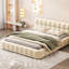 Grand lit plateforme tapissier avec tissu épais et lit au sol avec structure solide-1184734971