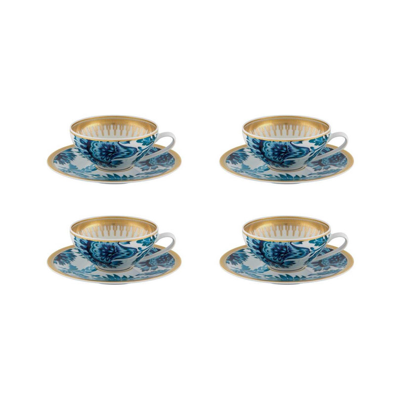 Tasse à thé et soucoupe dorée exotique