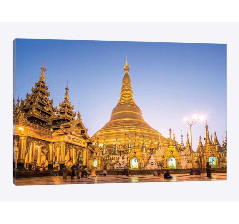 « golden shwedagon pagode, birmanie » par matteo colombo, impression sur toile, H 24 po x l 32 po x P 1 po, Blanc