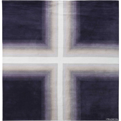 Tapis géométrique mauve moderne Mid-Century