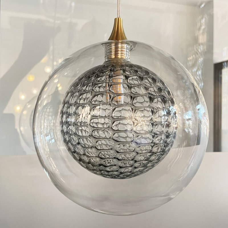 Luminaire suspendu sphère 1 lumière Reflection Breeze, Nickel, Gris
