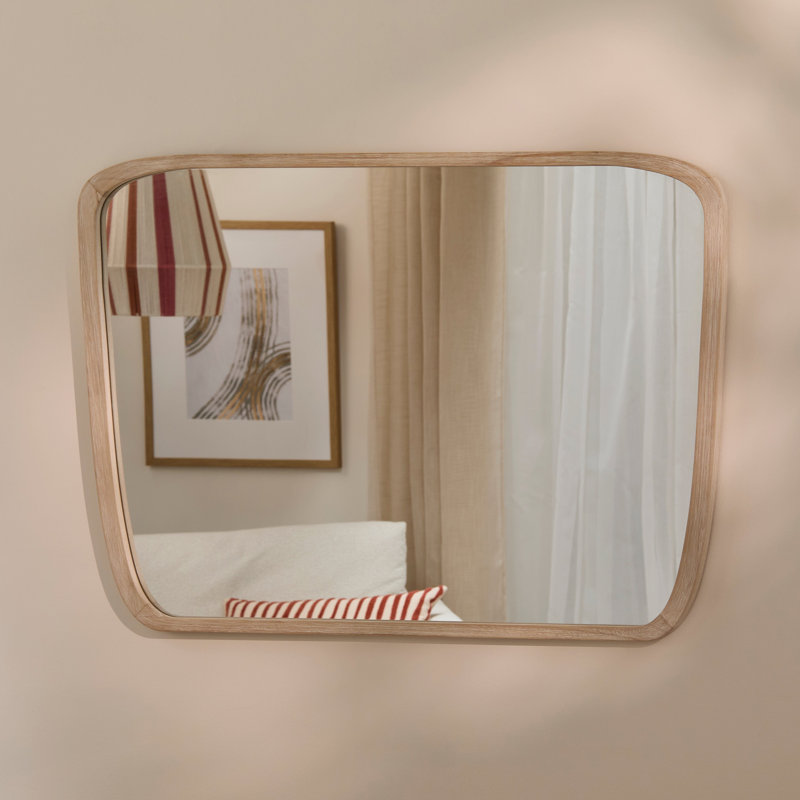 Solid Wood Rectangle Mirror, Whitewash, Large