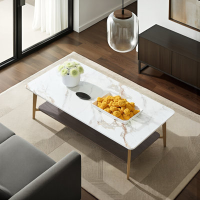 Table basse moderne moderne avec structure en métal, table d'appoint à aire ouverte pour le salon