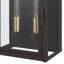 2-Light Outdoor Wall Sconce, Dark Bronze, Matte Brass Accents, Weatherproof Glass Door Closure