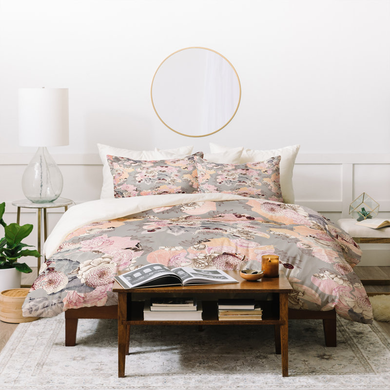 Farmhouse / Country Floral Duvet Cover, Queen Duvet Cover + 2 Shams