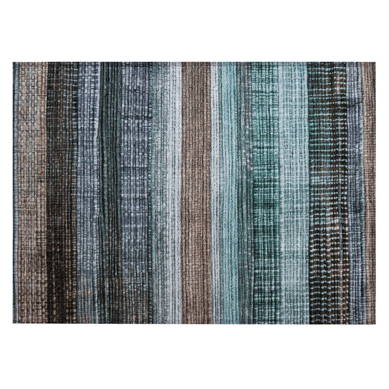 Machine Washable Indoor/Outdoor Xhevrie Teal Rug, Rectangle 1'8" x 2'6"