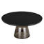 Table basse ronde de 30 po en verre / plateau en pierre frittée avec rebord noir thermolaqué et base en verre trempé-109375832-125121236
