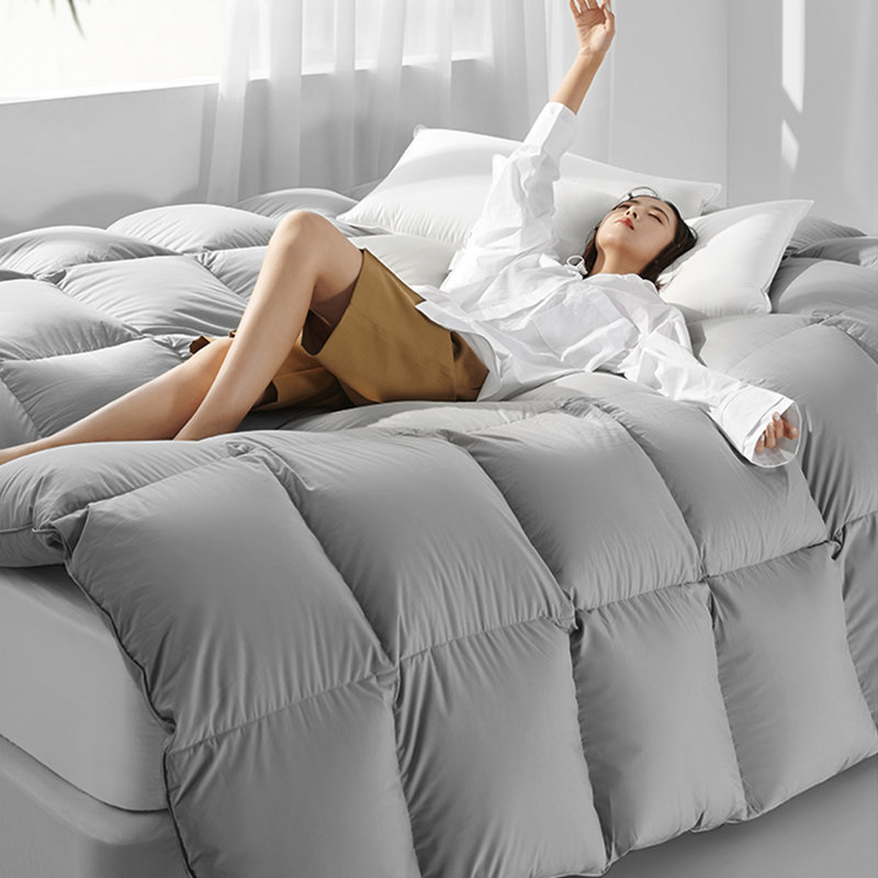 Box Stitch Comforter, Twin Comforter, Light Gray