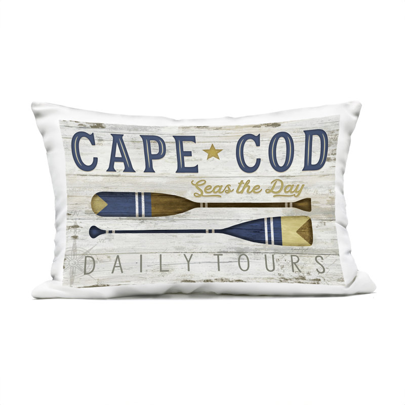 Oreiller d'extérieur imprimé Cape Cod Rustic Oars, design par Jennifer Pugh