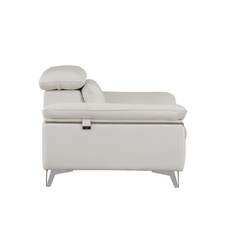 Chaise en cuir italien à grain supérieur, Blanc
