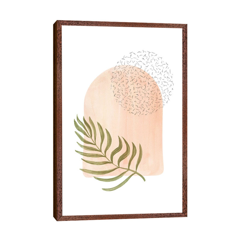 Peachy Tone Arch And Palm Leaf by Whales Way - Painting on Canvas, 101.6cm H x 66.04cm W x 3.81cm D
