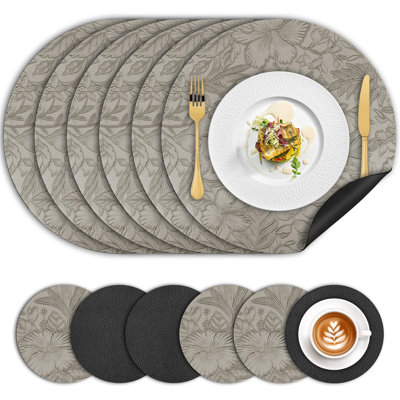 Azevedo Faux Leather Placemat And Coaster Set