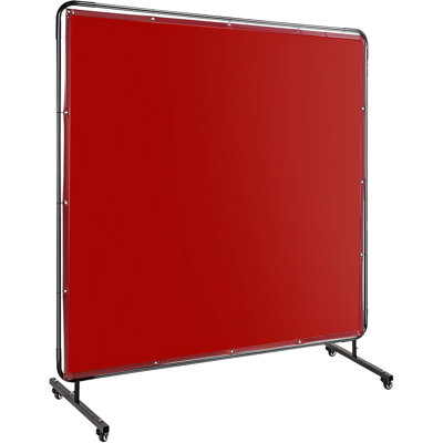 6x8 FT Flame-Resistant Welding Screen with Frame & Locking Swivel Casters - Clear PVC Safety Curtain for Welding, Workshops, Garages