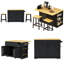 Barre de petit-déjeuner à abattant en forme de losange écrasé, alimentation 3-AC / 2-USB intégrée, supports à épices en bambou, 5 roulettes dissimulées, plateau supérieur de 440 lb-516763996