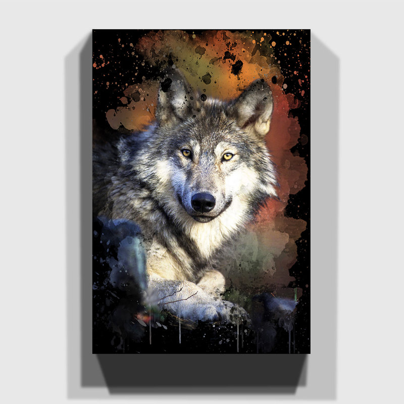 Wolf Resting - Wrapped Canvas, 50cm H x 35cm W