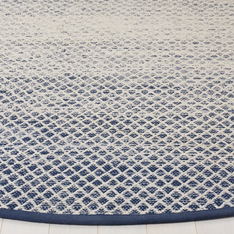 Aitken Hand Woven Cotton Geometric Rug, Round 4'