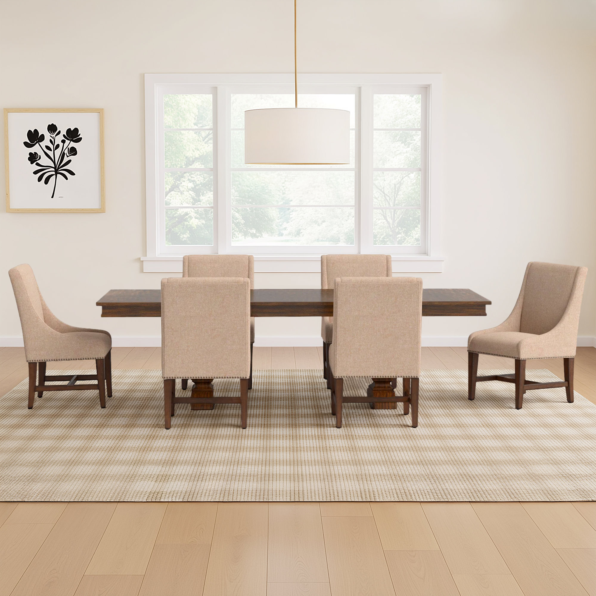 Barlow Extendable Dining Set, 7 Pieces: Table, 6 Chairs