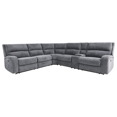 Polla Upholstered Power Reclining L-Shaped Sectional Symmetrical