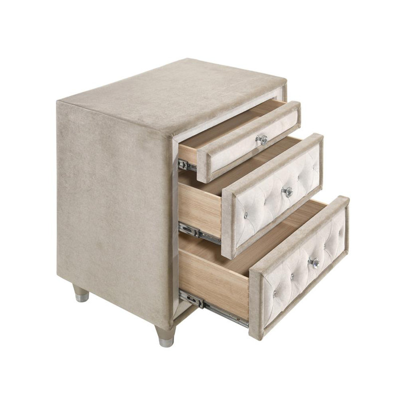 Table de chevet 3 tiroirs Malachi - blanc / beige