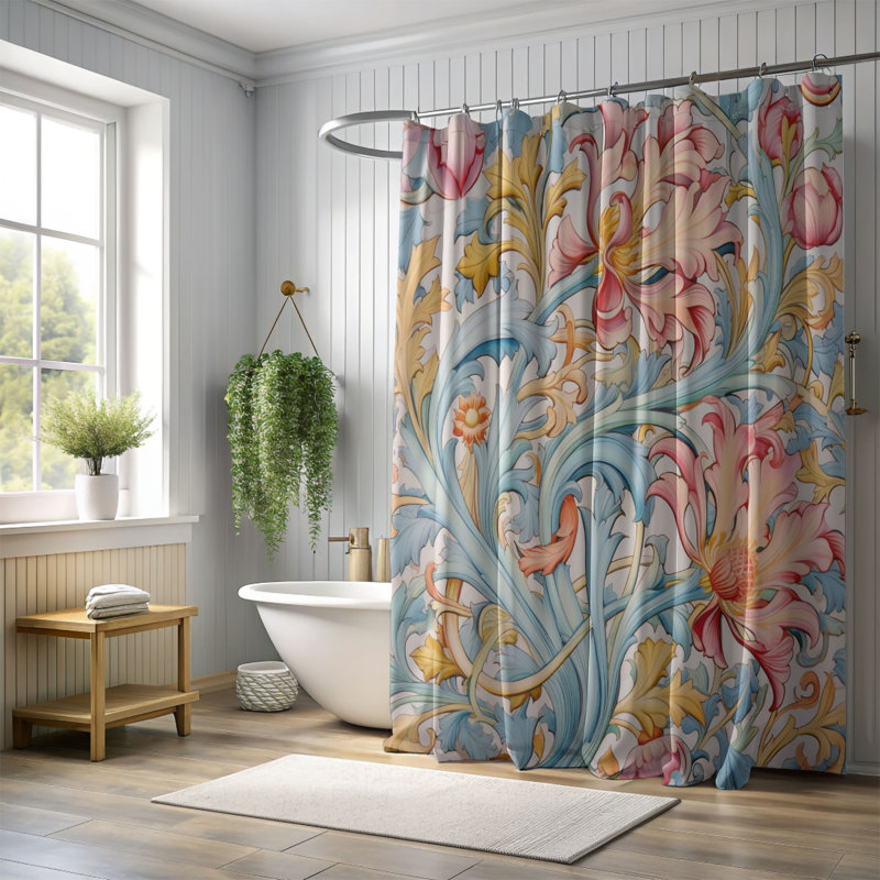 Rideau de douche 1 pièce Art Nouveau Design, H 74 po x l 71 po