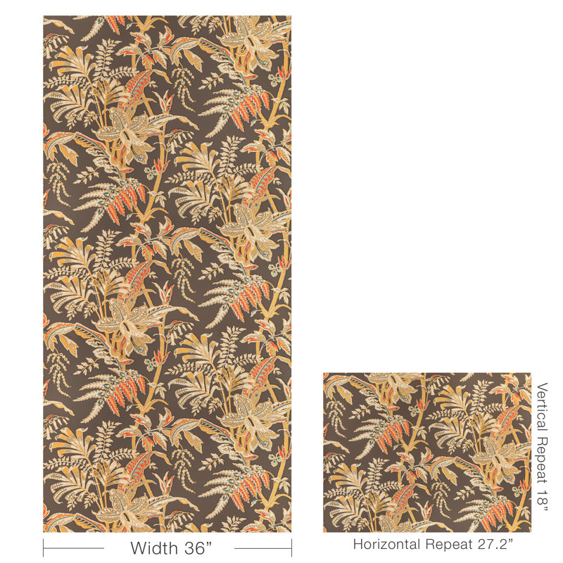 Manoir Seychelles 30' L x 36" W Wallpaper Roll, Taupe