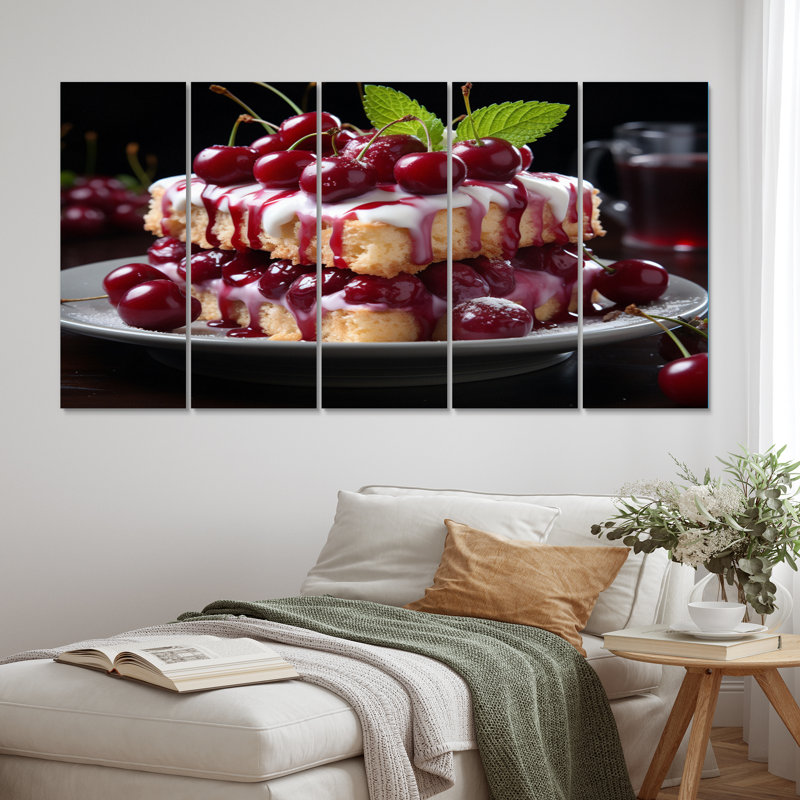 Ensemble de 5 décorations murales gâteau cerise Mmmmm I