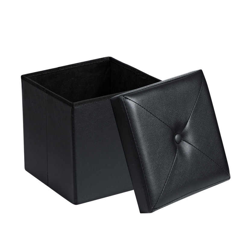 Repose-pieds en cuir Hattiesville, Similicuir noir