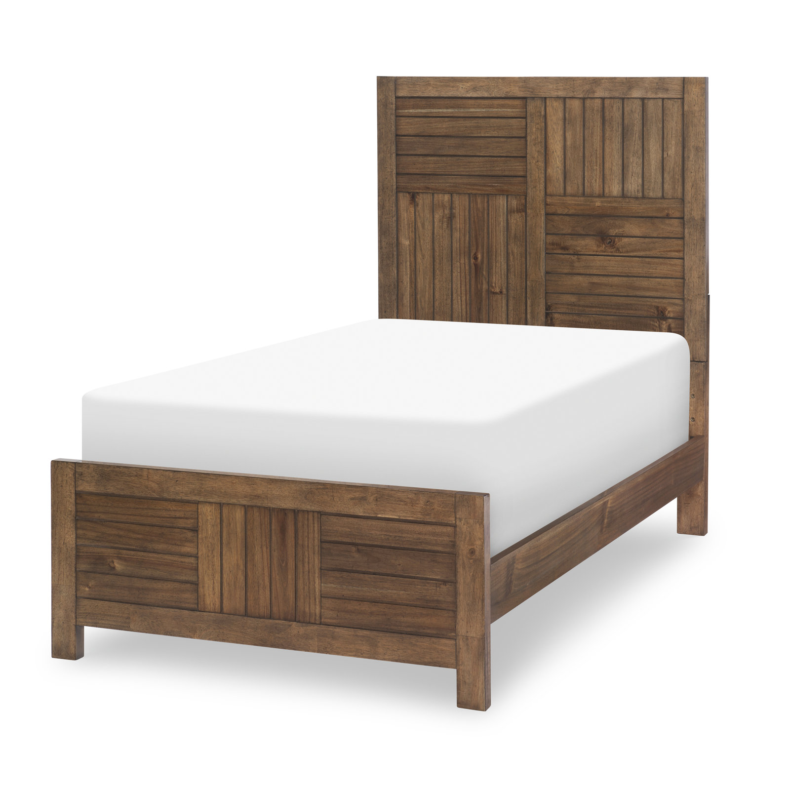 Tyson Full Solid Wood Panel Bed, Tree House Brown, Twin