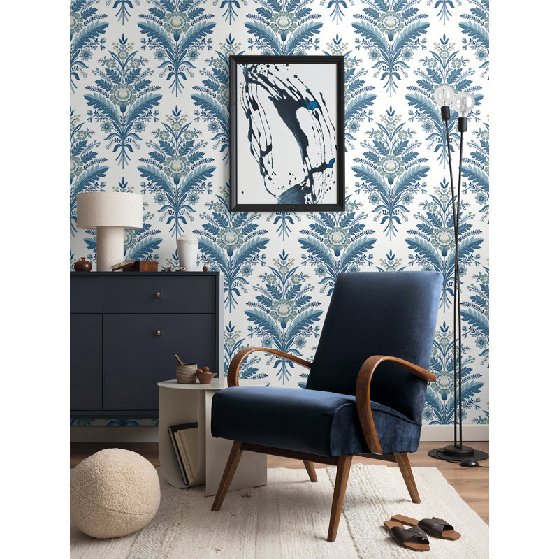 Rouleau floral Addisin, Bleu / Blanc / Gris