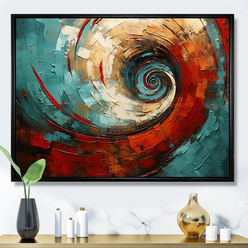 Corneilus - Décoration murale spirales abstraites_106174, H 24 po x l 32 po x P 1 po, Toile avec cadre flottant noir