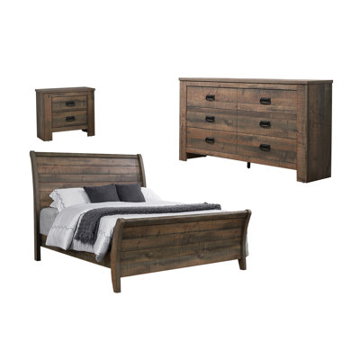 Branson Weathered Oak 3-Piece Bedroom Set with Dresser -  CDecor Home Furnishings, 222738Q-S3DR