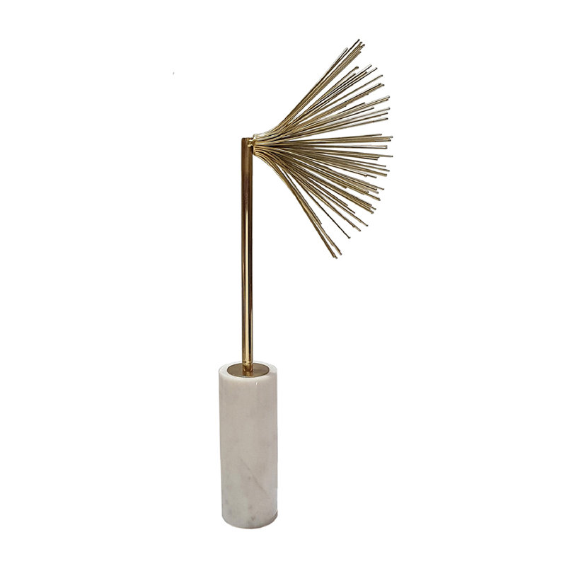 Sunburst Gold Metal Figurine with White Marble Base - 22.5" Tall