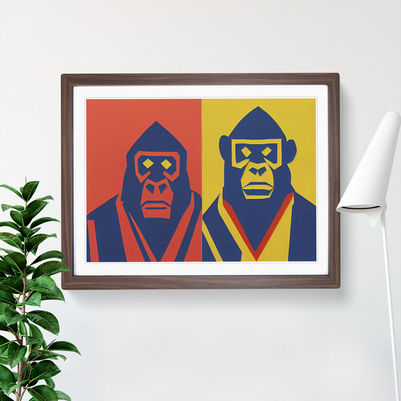 Gorilla Abstract Vol.1 - Single Picture Frame Print, 34cm H x 46cm W x 2cm D, Walnut Framed