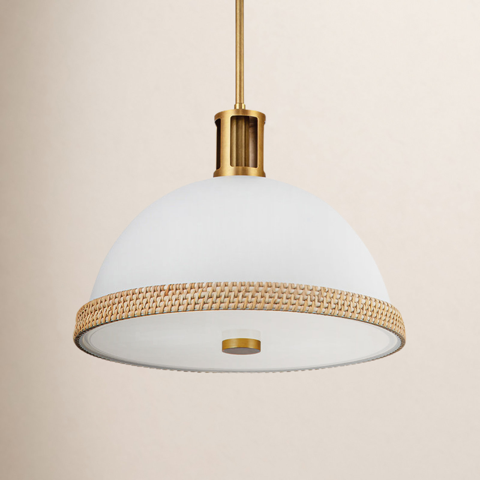 Doral Pendant, Matte White, 12.75"H x 16.38"W x 16.38"D