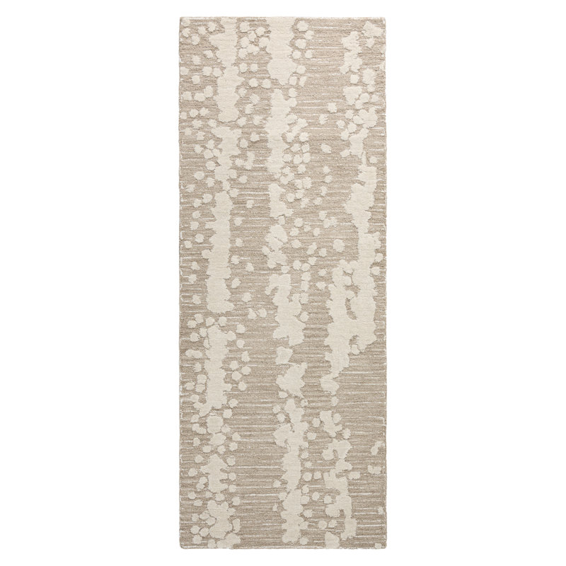 NICOLE MILLER NEW YORK Mod Weave Abstract Knotted Texture Handcrafted Wool Area Rug Taupe, Runner 0'7" x 2'5"