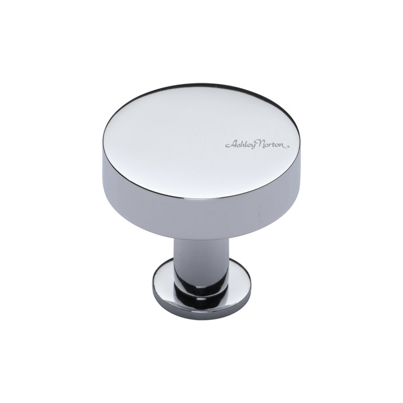 Polished Chrome Round Knob with Satin Nickel Finish