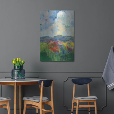 Art mural luxueux «Green Meadow 1» par Silvia Vassileva, 24 po x 36 po