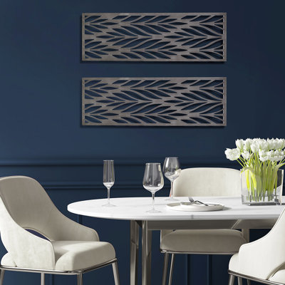 Panneau d'art mural en bois récupéré gris coupé - 2 l 12 po x H 36 po à motif complexe 4 crochets pour la décoration intérieure
