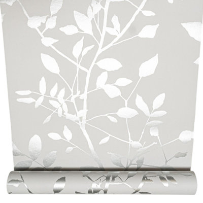 Sophie Laurence Pale Grey Silver Floral Paste The Wall Wallpaper 1660-964